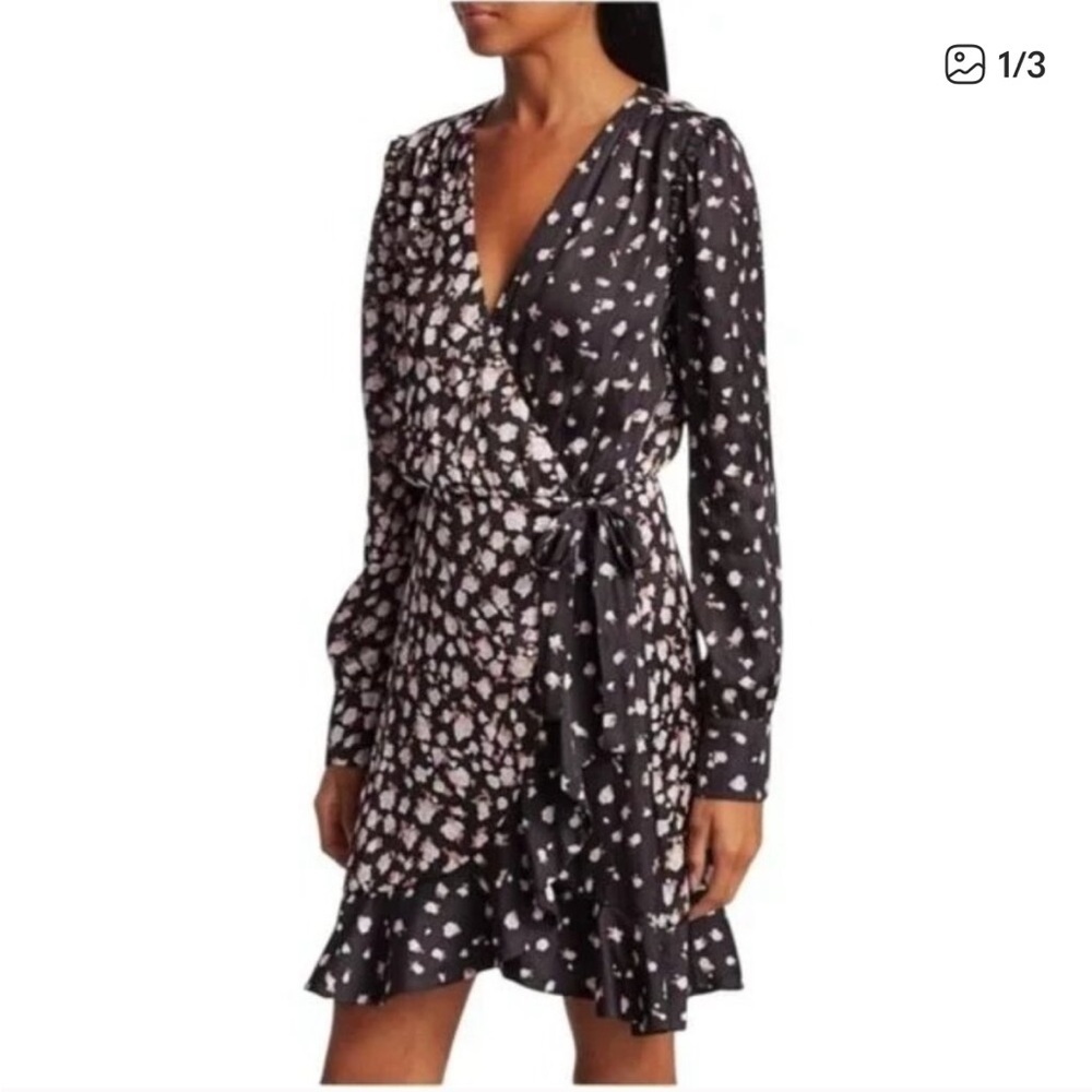PAIGE Carrie Ann Floral Long Sleeve Wrap Dress with Ruffle Hem Size M